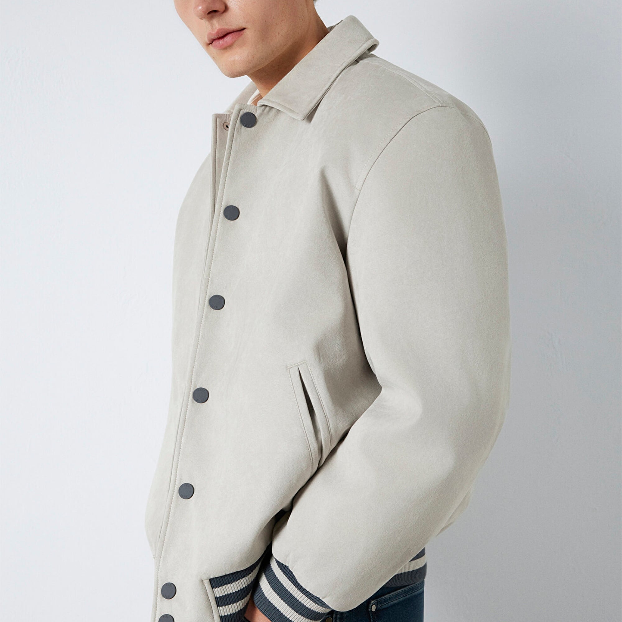 Mavi Gri Biker Ceket Loose Fit / Bol Rahat Kesim 0110767-70075