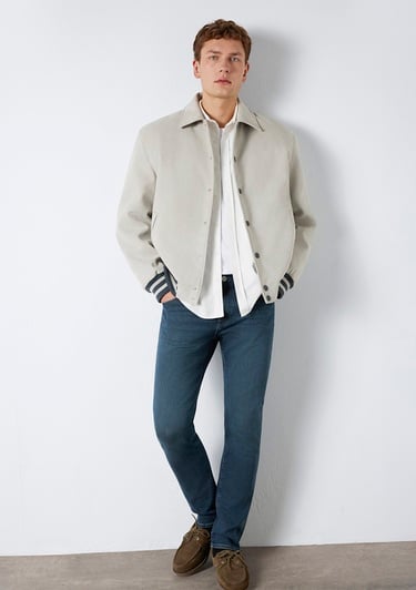  Mavi Gri Biker Ceket Loose Fit / Bol Rahat Kesim 0110767-70075