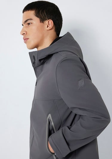  Mavi Kapüşonlu Su İtici Gri Scuba Ceket  0110762-85540