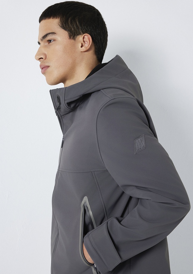  Mavi Kapüşonlu Su İtici Gri Scuba Ceket  0110762-85540