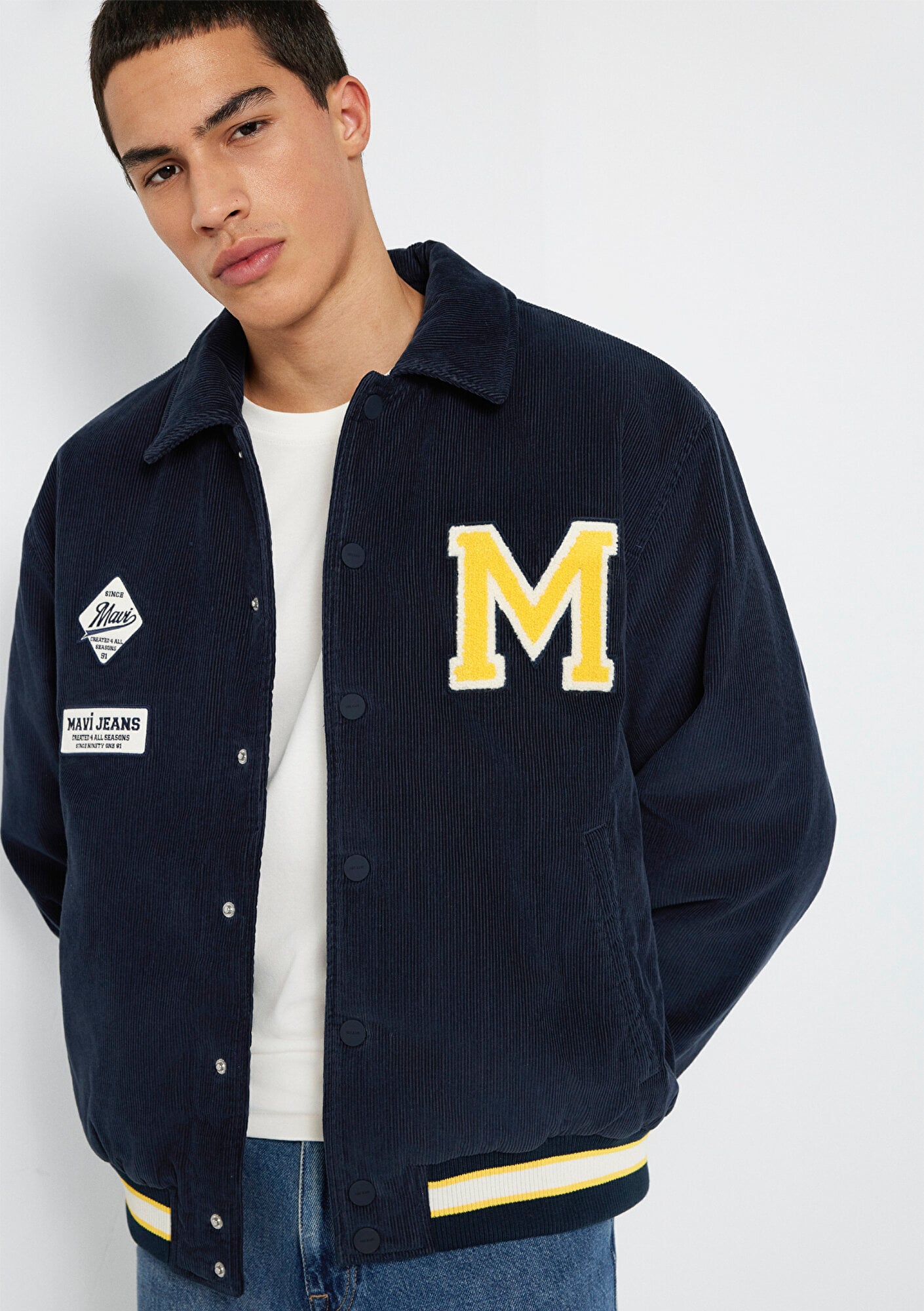  Mavi Nakış Detaylı Lacivert Ceket Loose Fit / Bol Rahat Kesim 0110765-70490