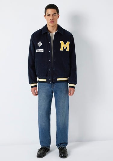  Mavi Nakış Detaylı Lacivert Ceket Loose Fit / Bol Rahat Kesim 0110765-70490