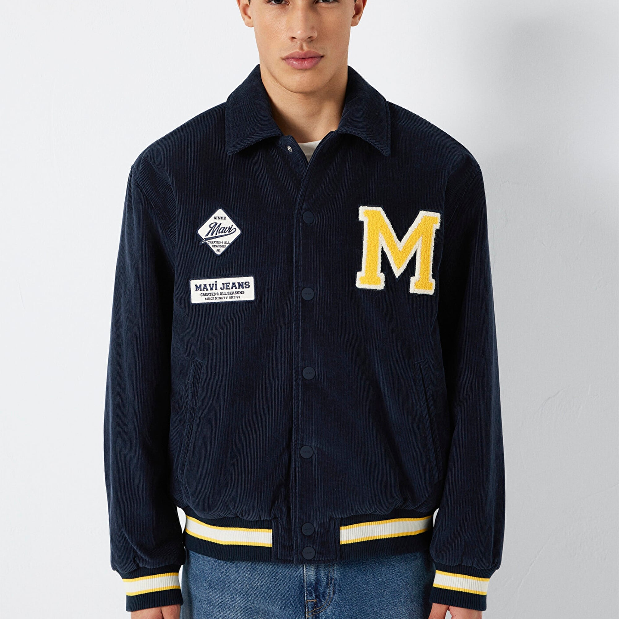 Mavi Nakış Detaylı Lacivert Ceket Loose Fit / Bol Rahat Kesim 0110765-70490