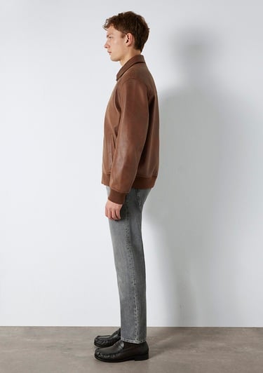  Mavi Kahverengi Biker Ceket Loose Fit / Bol Rahat Kesim 0110775-70242