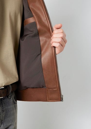  Mavi Kahverengi Biker Ceket Loose Fit / Bol Rahat Kesim 0110775-70242