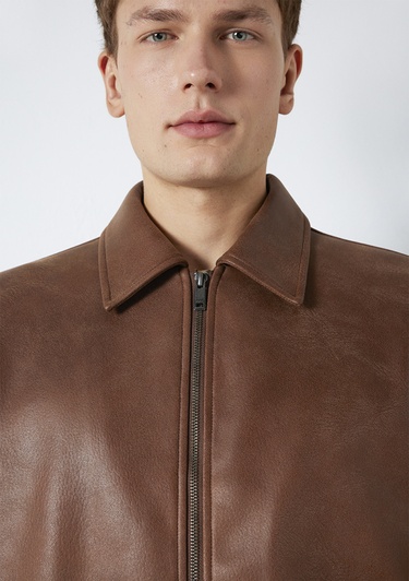  Mavi Kahverengi Biker Ceket Loose Fit / Bol Rahat Kesim 0110775-70242