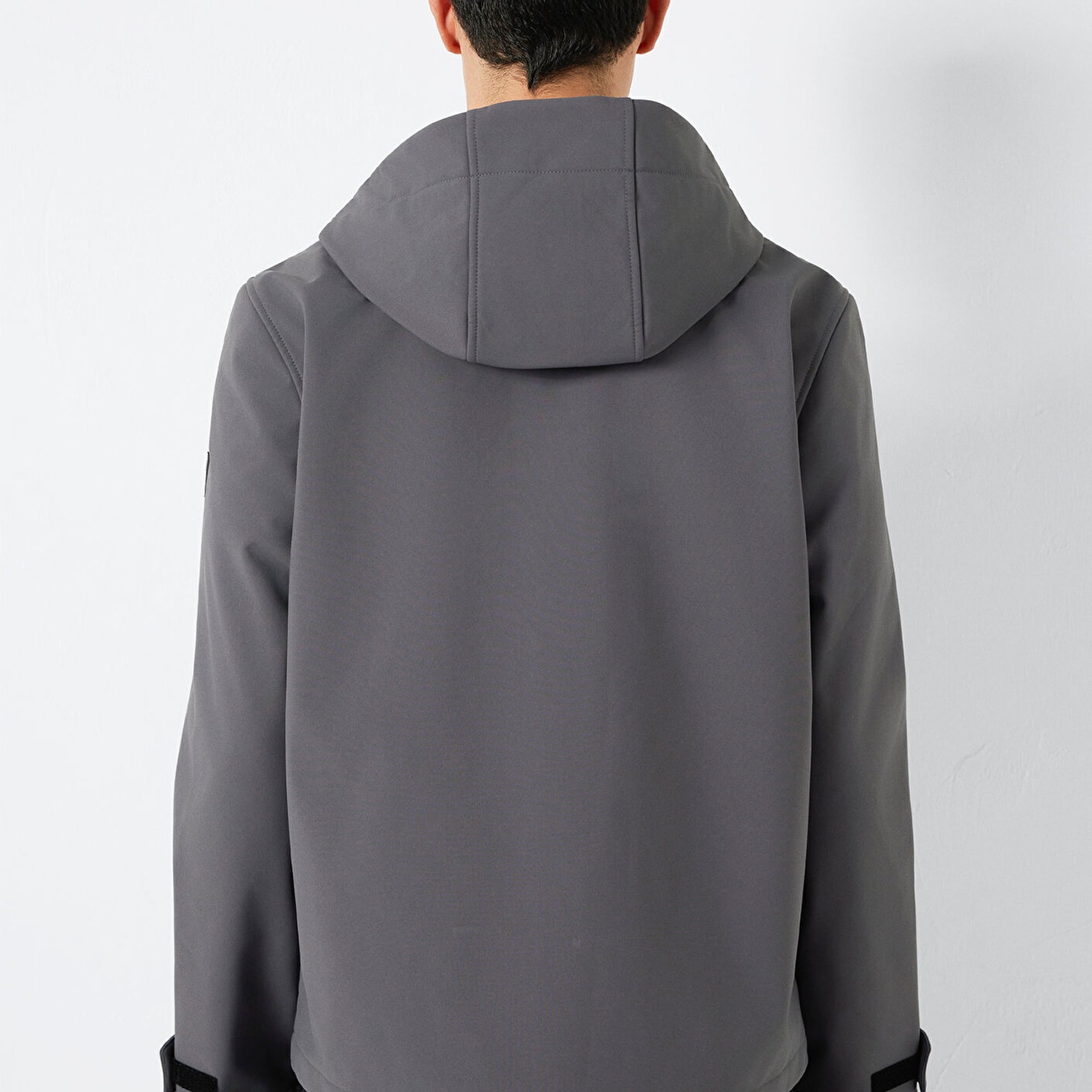 Mavi Kapüşonlu Su İtici Gri Scuba Ceket  0110762-85540