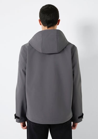  Mavi Kapüşonlu Su İtici Gri Scuba Ceket  0110762-85540