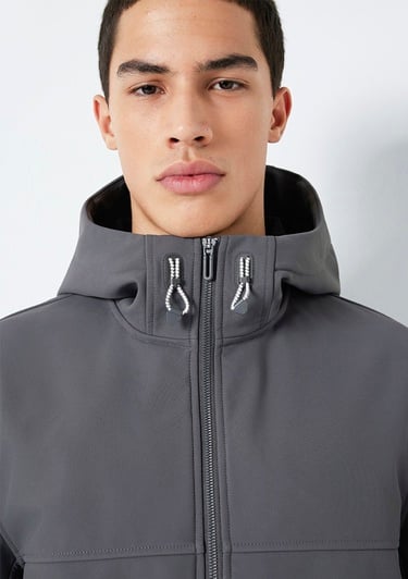  Mavi Kapüşonlu Su İtici Gri Scuba Ceket  0110762-85540