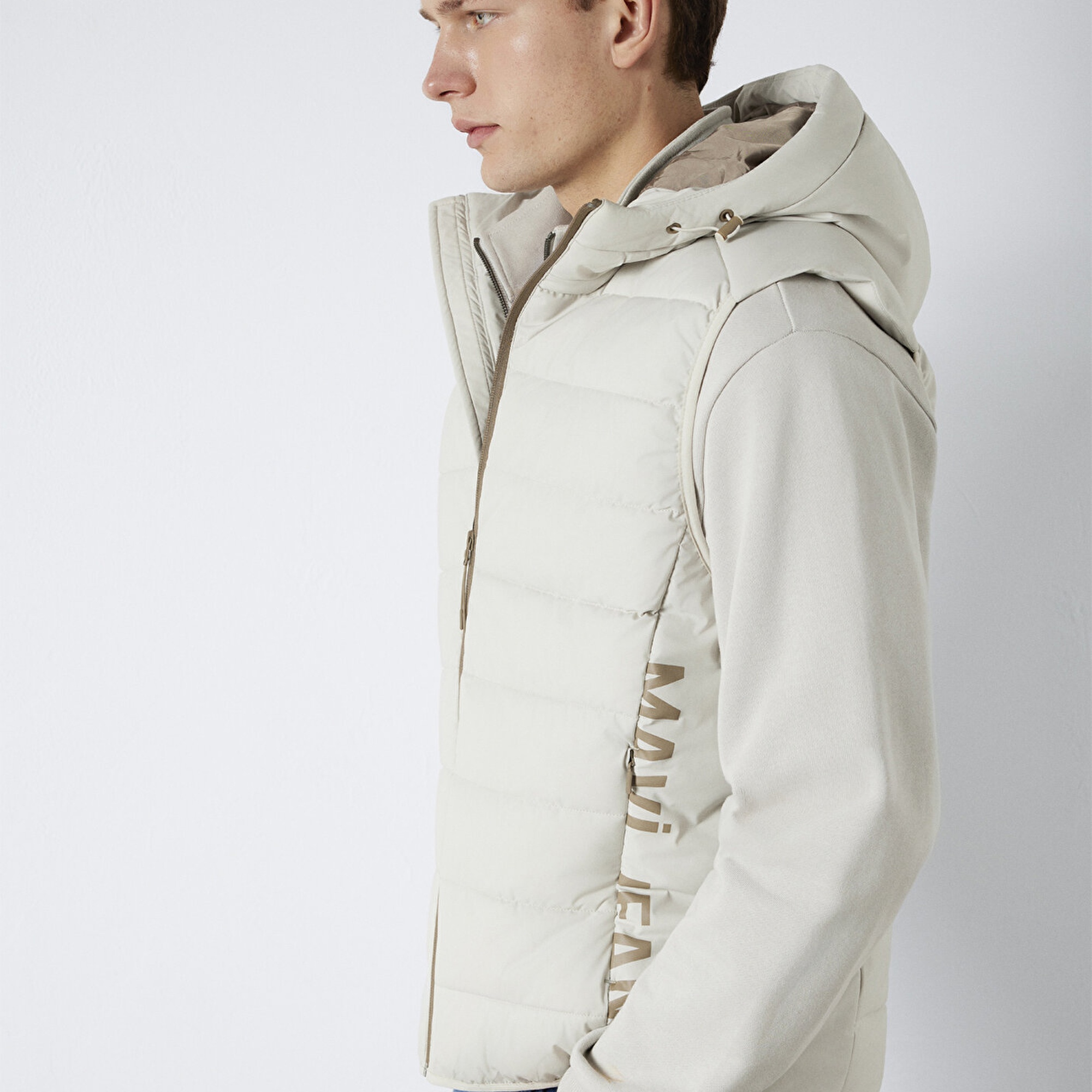 Mavi Mavi Jeans Detaylı Kapüşonlu Ekru Şişme Yelek  0110554-70144