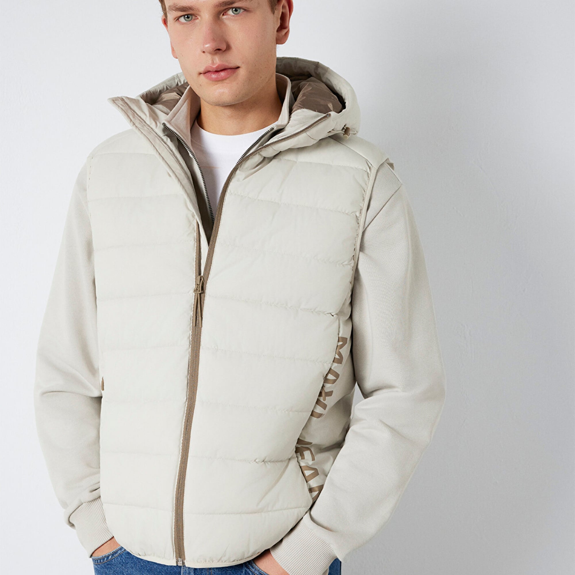 Mavi Mavi Jeans Detaylı Kapüşonlu Ekru Şişme Yelek  0110554-70144