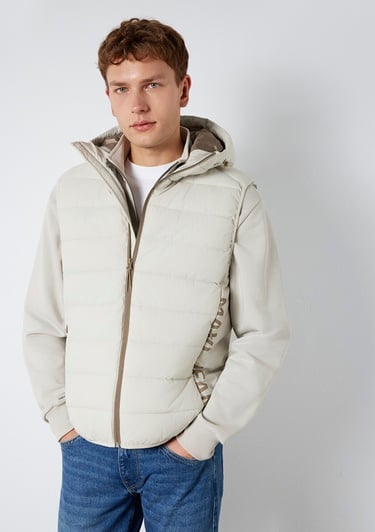  Mavi Mavi Jeans Detaylı Kapüşonlu Ekru Şişme Yelek  0110554-70144