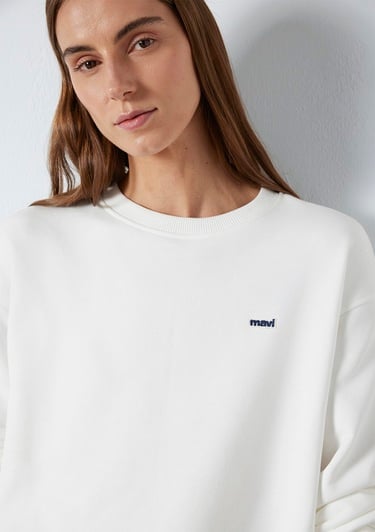  Mavi Mavi Nakışlı Ekru Sweatshirt 1S10366-70057