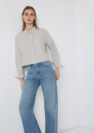  Mavi Çizgili Gömlek Loose Fit / Bol Rahat Kesim 1211394-84014