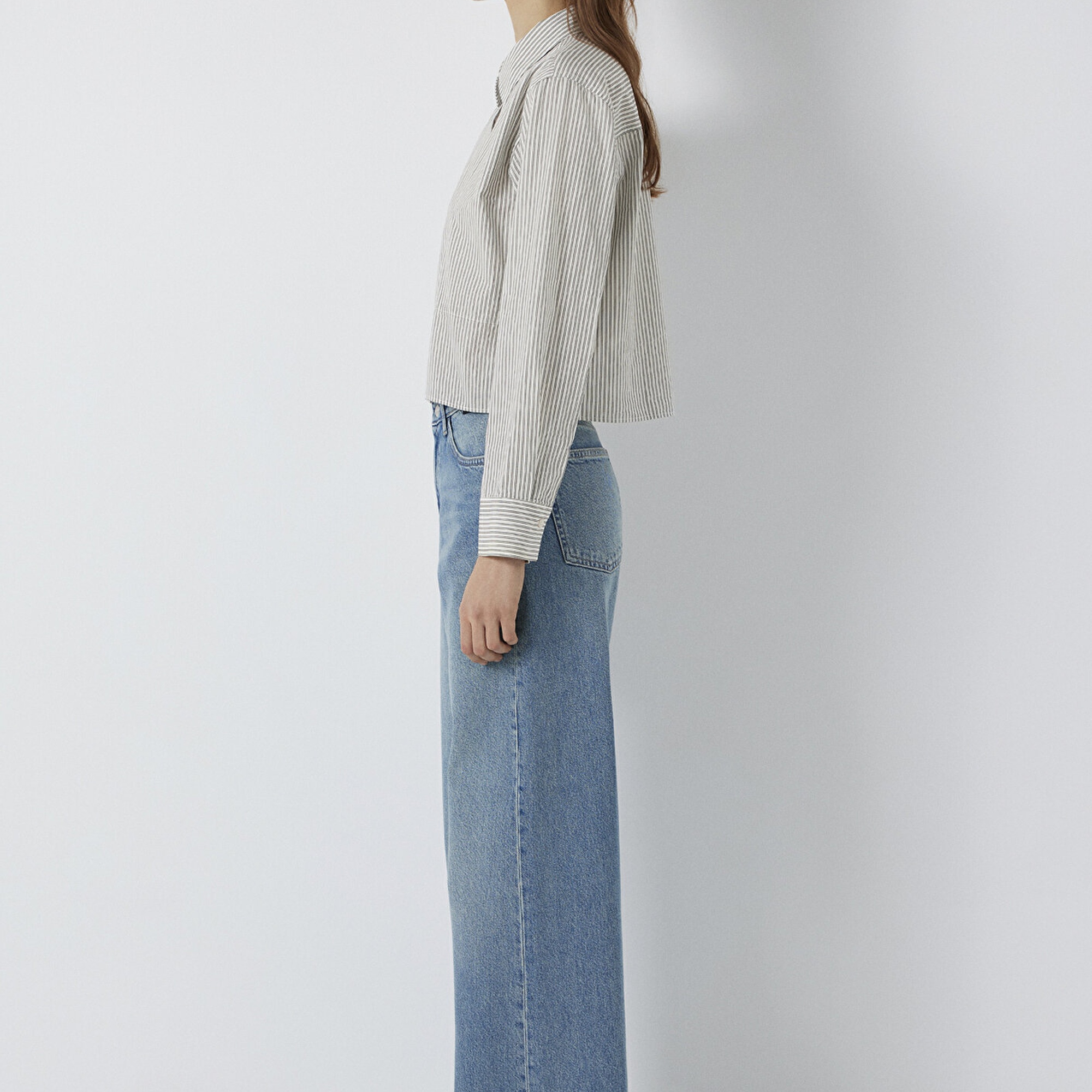 Mavi Çizgili Gömlek Loose Fit / Bol Rahat Kesim 1211394-84014