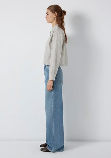  Mavi Çizgili Gömlek Loose Fit / Bol Rahat Kesim 1211394-84014