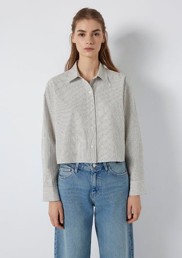  Mavi Çizgili Gömlek Loose Fit / Bol Rahat Kesim 1211394-84014