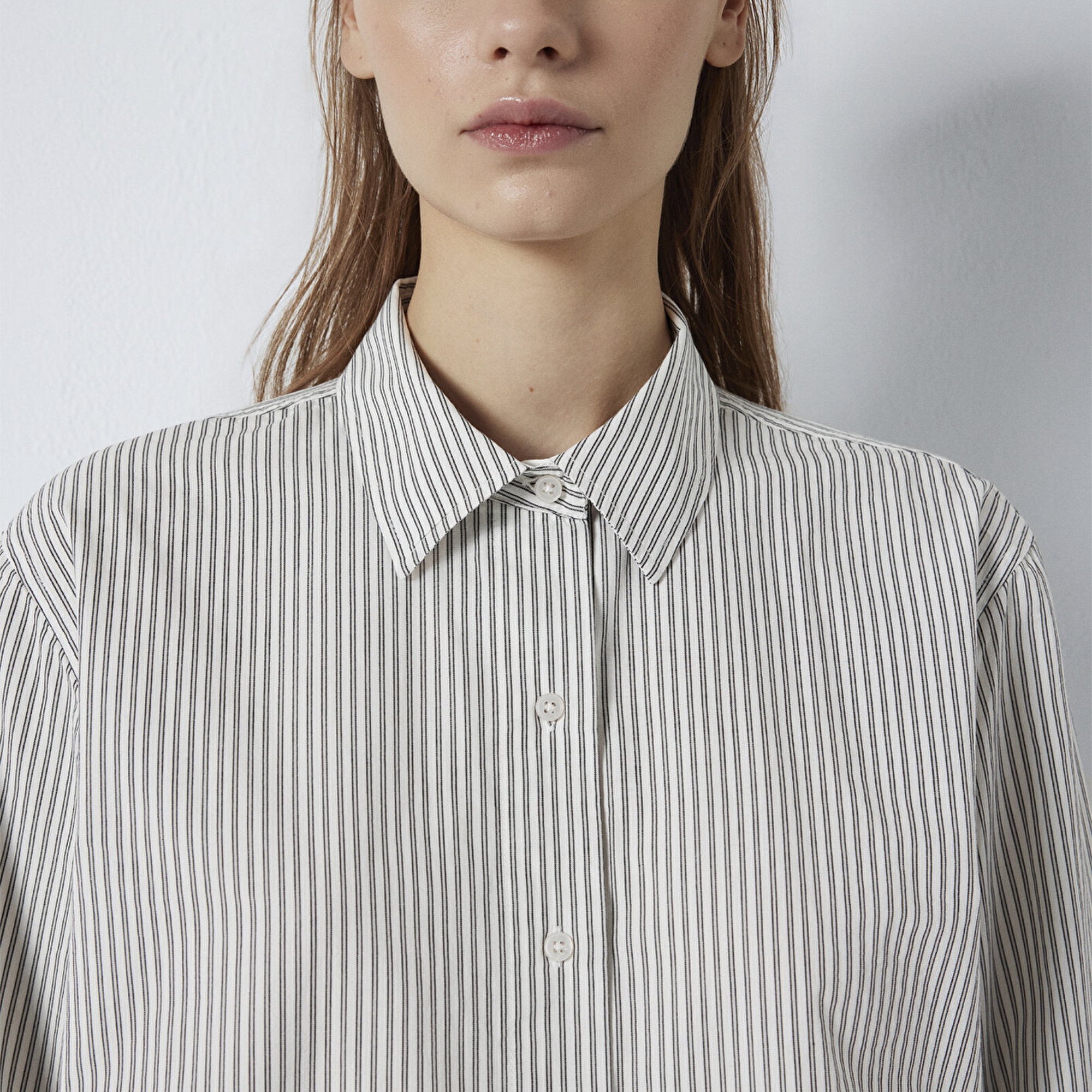 Mavi Çizgili Gömlek Loose Fit / Bol Rahat Kesim 1211394-84014