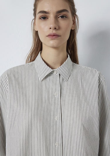  Mavi Çizgili Gömlek Loose Fit / Bol Rahat Kesim 1211394-84014