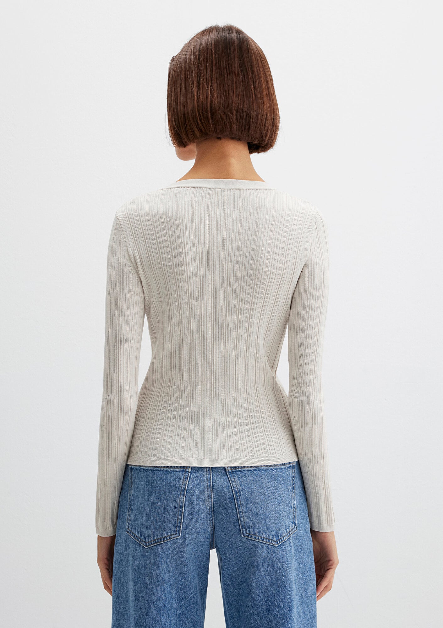 Mavi Ekru Hırka Fitted / Vücuda Oturan Kesim 1710864-80194