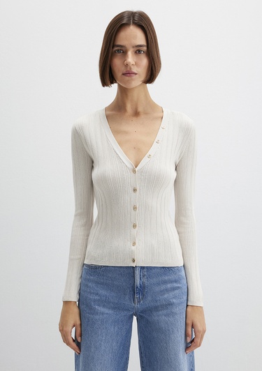  Mavi Ekru Hırka Fitted / Vücuda Oturan Kesim 1710864-80194