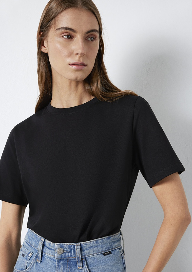  Mavi Siyah Basic Tişört Regular Fit / Normal Kesim 1600965-900