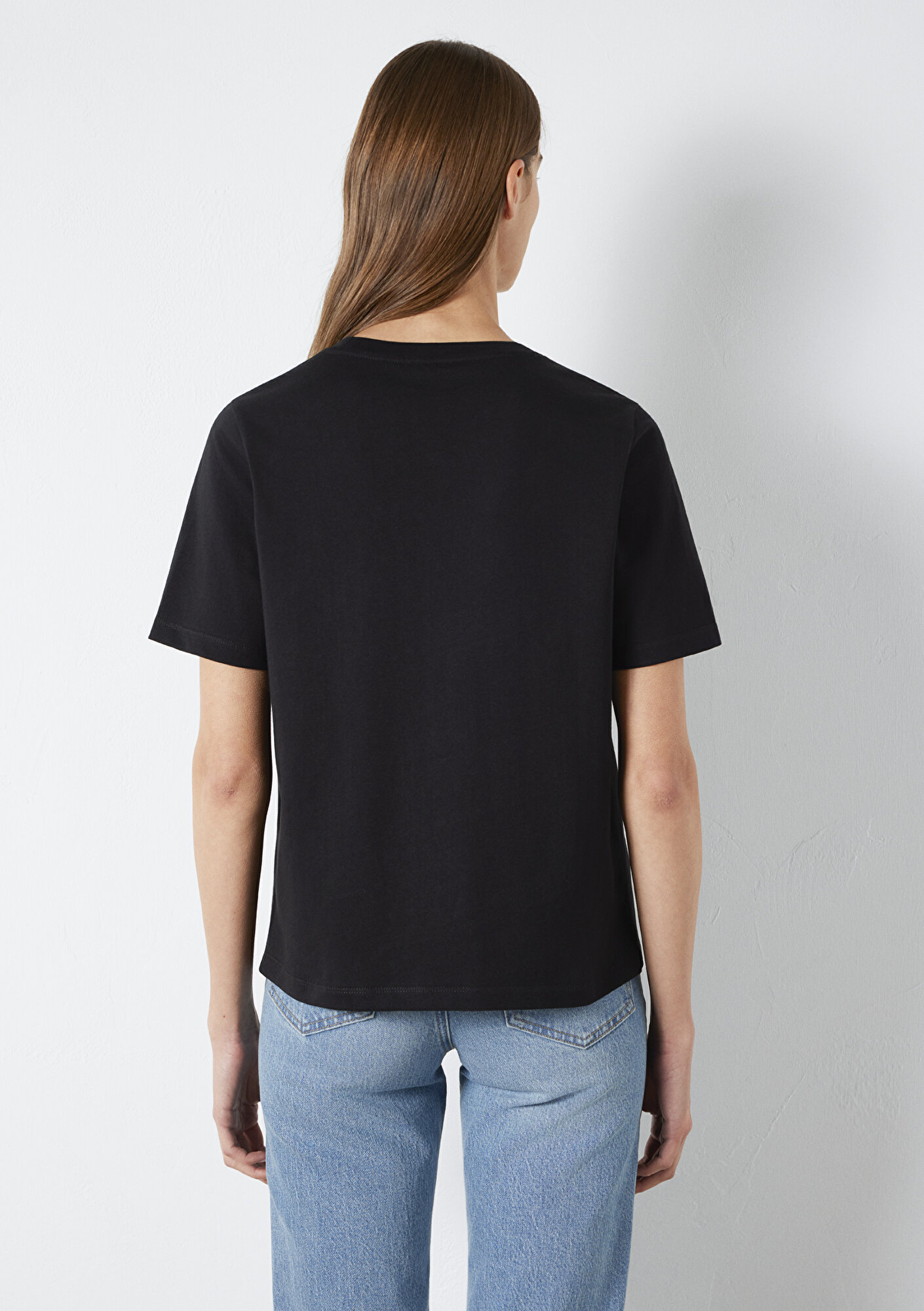  Mavi Siyah Basic Tişört Regular Fit / Normal Kesim 1600965-900