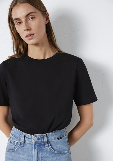  Mavi Siyah Basic Tişört Regular Fit / Normal Kesim 1600965-900