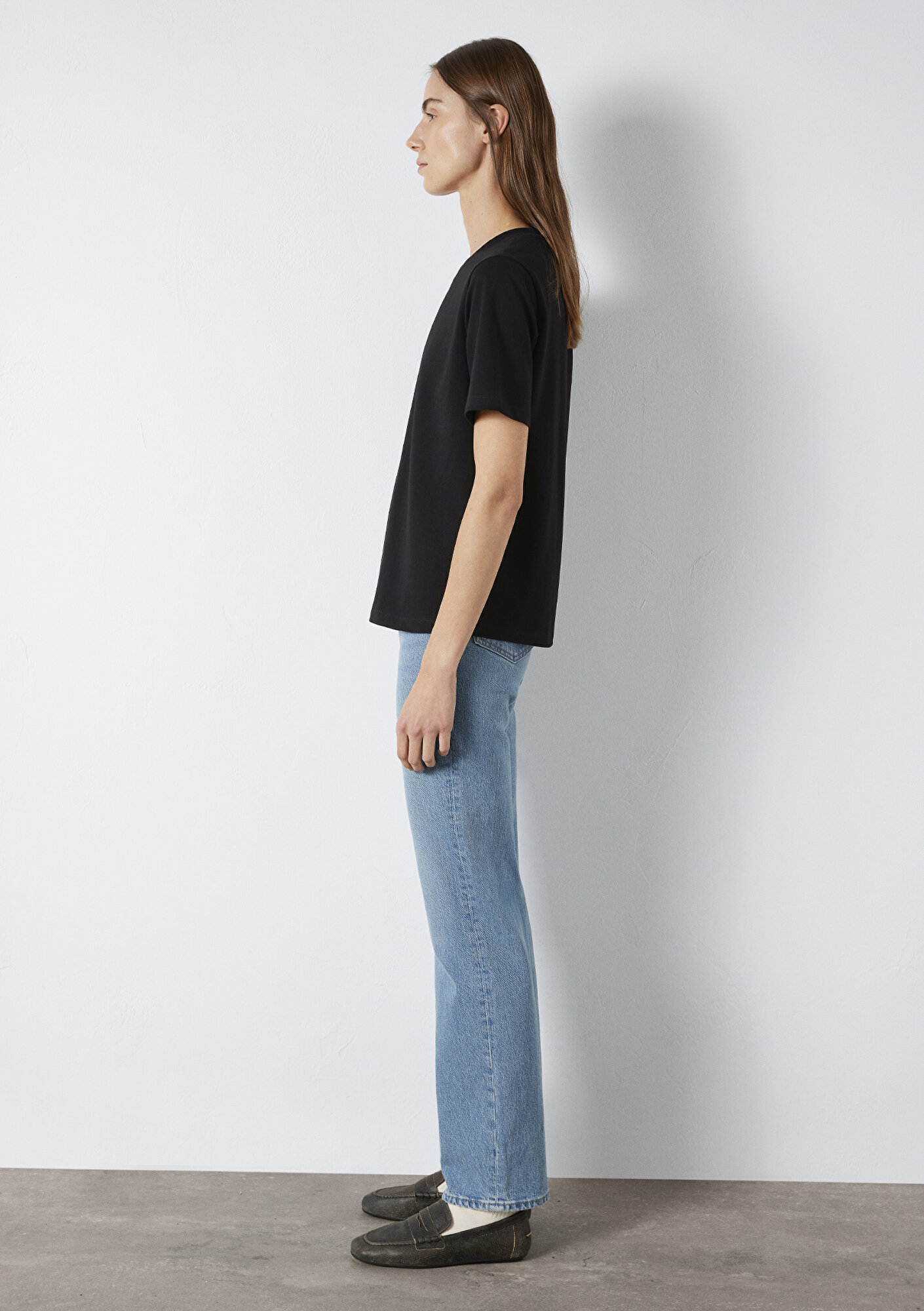  Mavi Siyah Basic Tişört Regular Fit / Normal Kesim 1600965-900