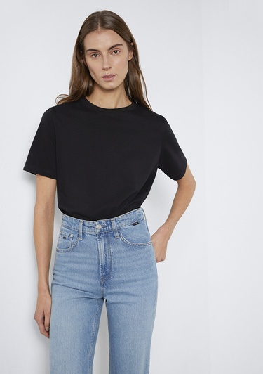  Mavi Siyah Basic Tişört Regular Fit / Normal Kesim 1600965-900