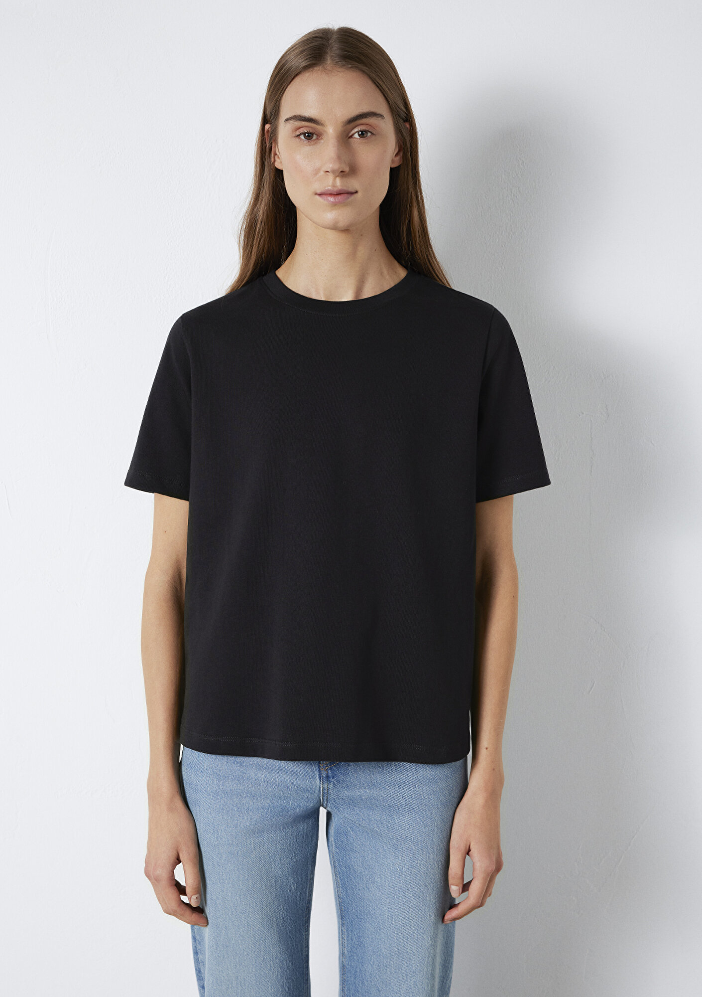  Mavi Siyah Basic Tişört Regular Fit / Normal Kesim 1600965-900