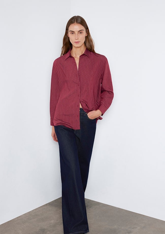  Mavi Çizgili Gömlek Loose Fit / Bol Rahat Kesim 1210683-91379