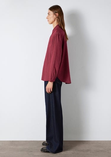  Mavi Çizgili Gömlek Loose Fit / Bol Rahat Kesim 1210683-91379