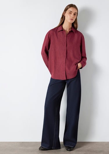  Mavi Çizgili Gömlek Loose Fit / Bol Rahat Kesim 1210683-91379