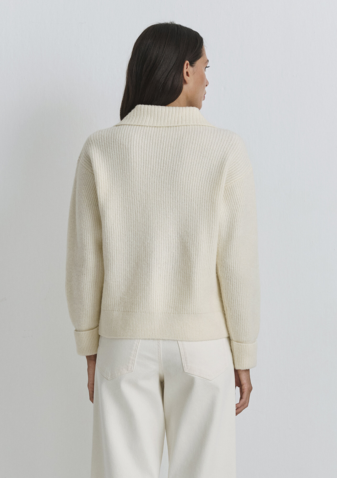 Mavi Polo Yaka Ekru Kazak Regular Fit / Normal Kesim 1710879-80194