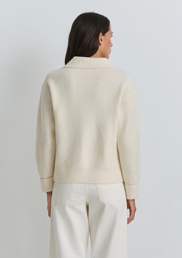  Mavi Polo Yaka Ekru Kazak Regular Fit / Normal Kesim 1710879-80194