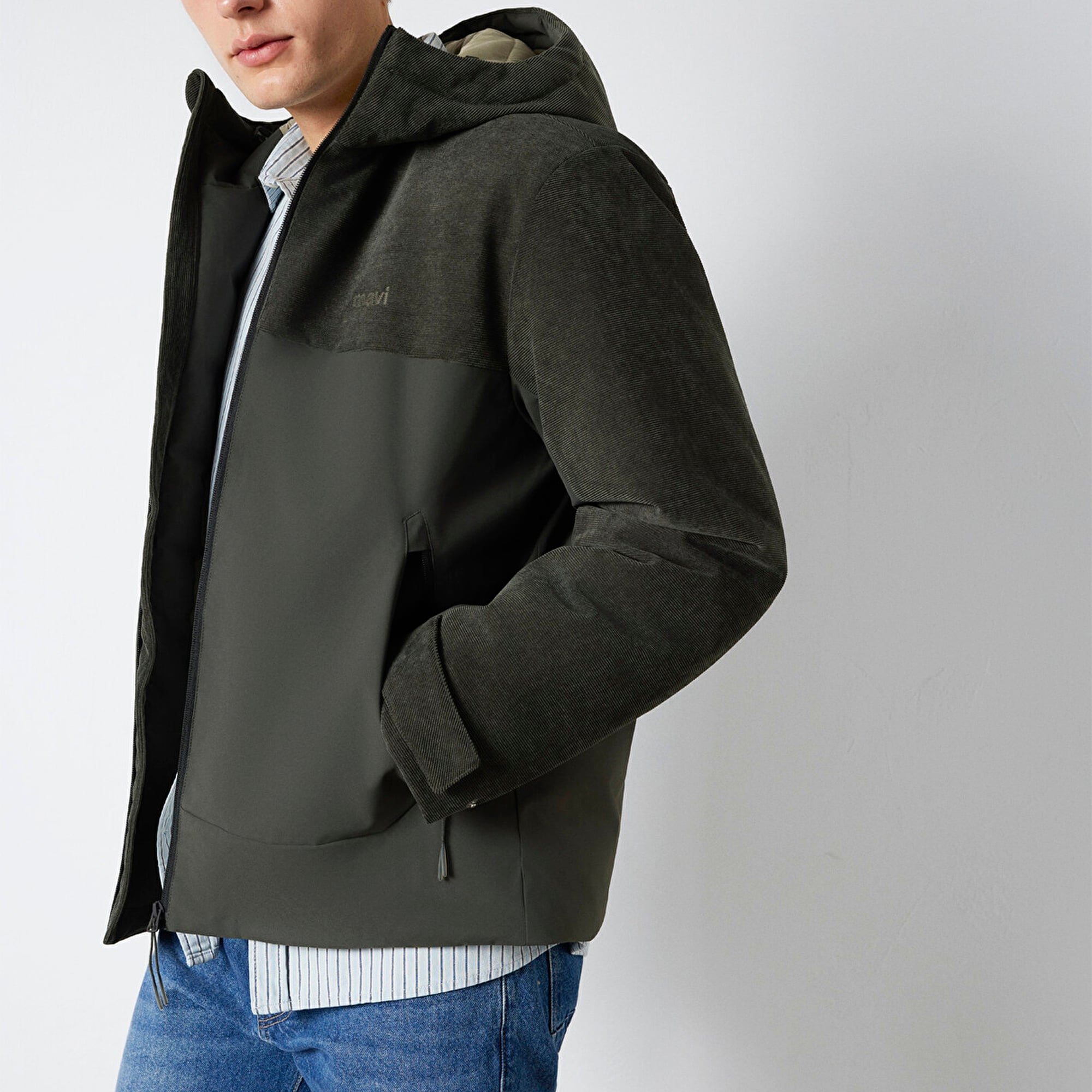 Mavi Kapüşonlu Haki Ceket Regular Fit / Normal Kesim 0110772-71553