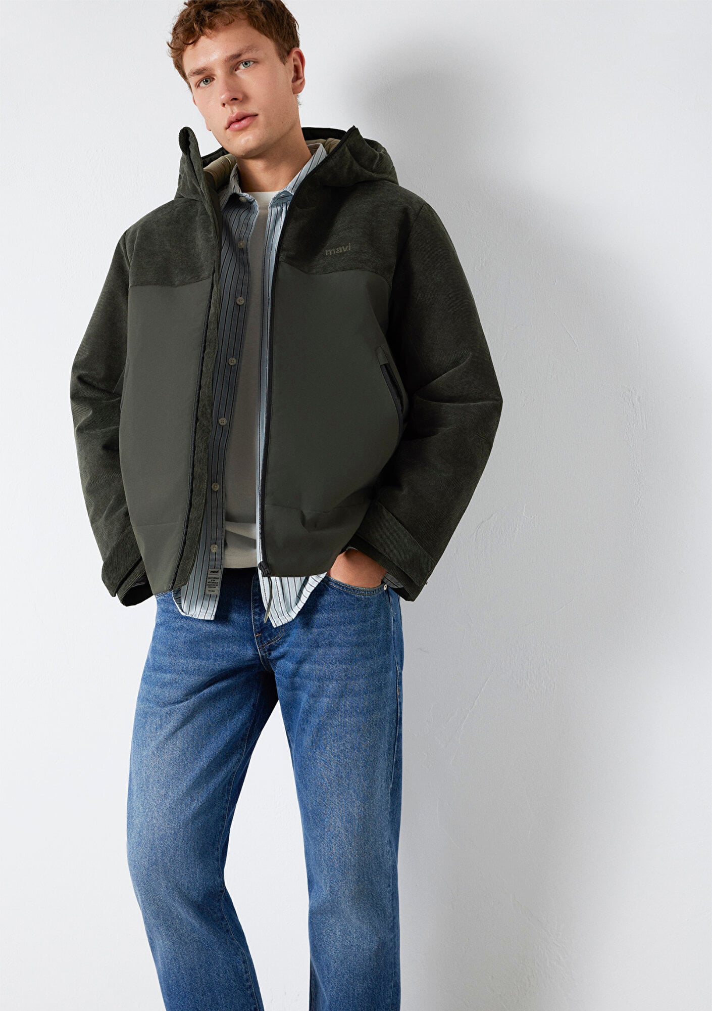  Mavi Kapüşonlu Haki Ceket Regular Fit / Normal Kesim 0110772-71553