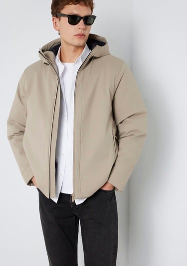  Mavi Kapüşonlu Haki Ceket Loose Fit / Bol Rahat Kesim 0110784-80697