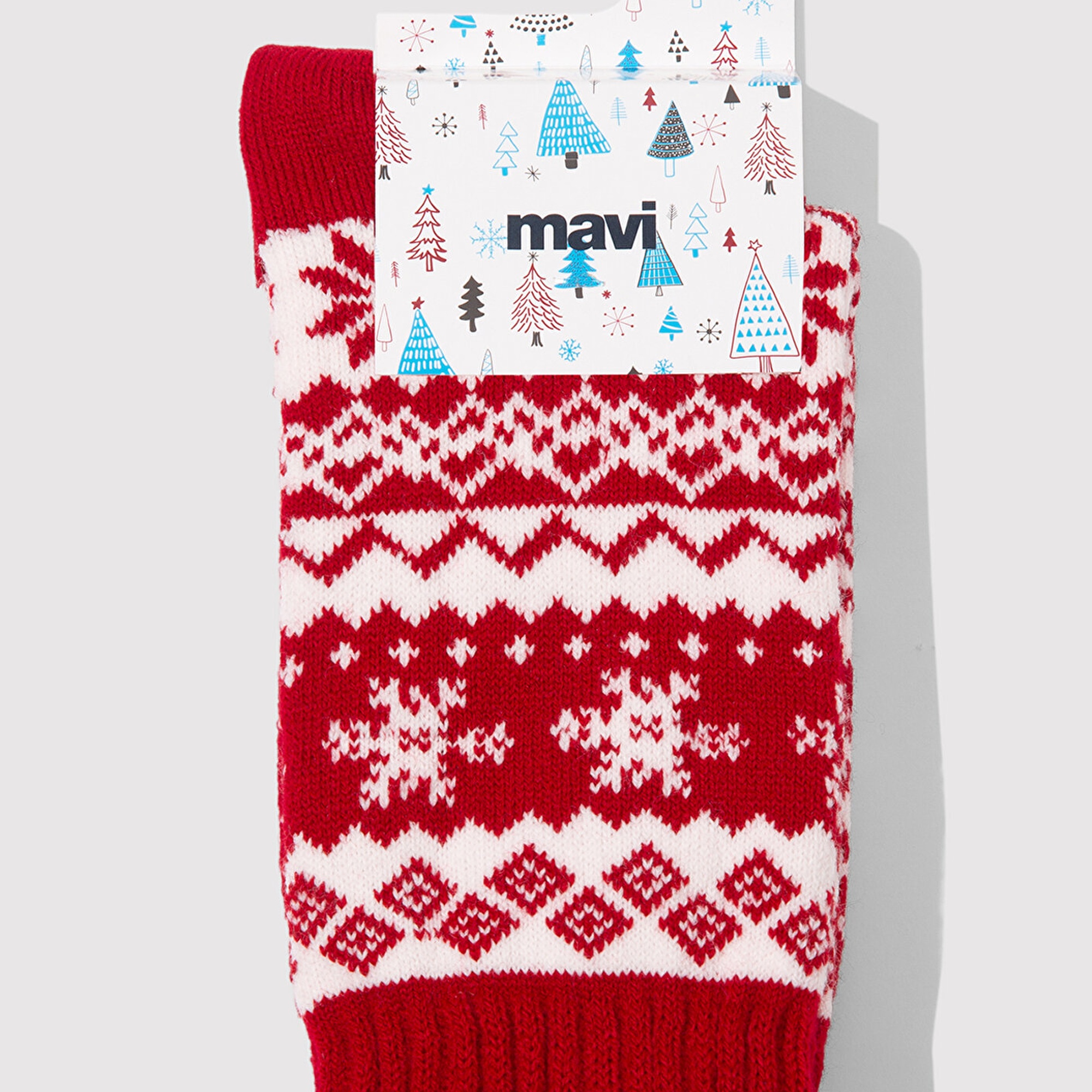 Mavi Yılbaşı Temalı Kırmızı Bot Çorabı 1913698-34329