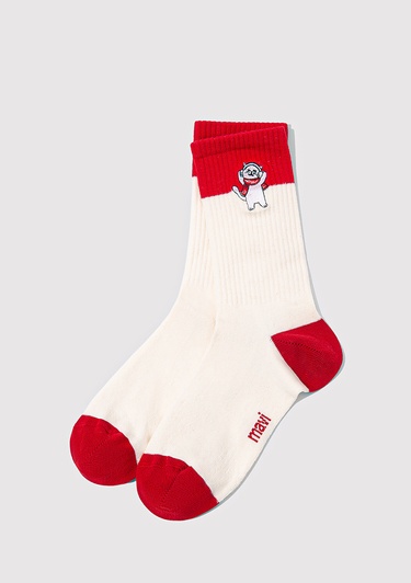  Mavi Yılbaşı Temalı Ekru Bot Çorabı 1913700-34523