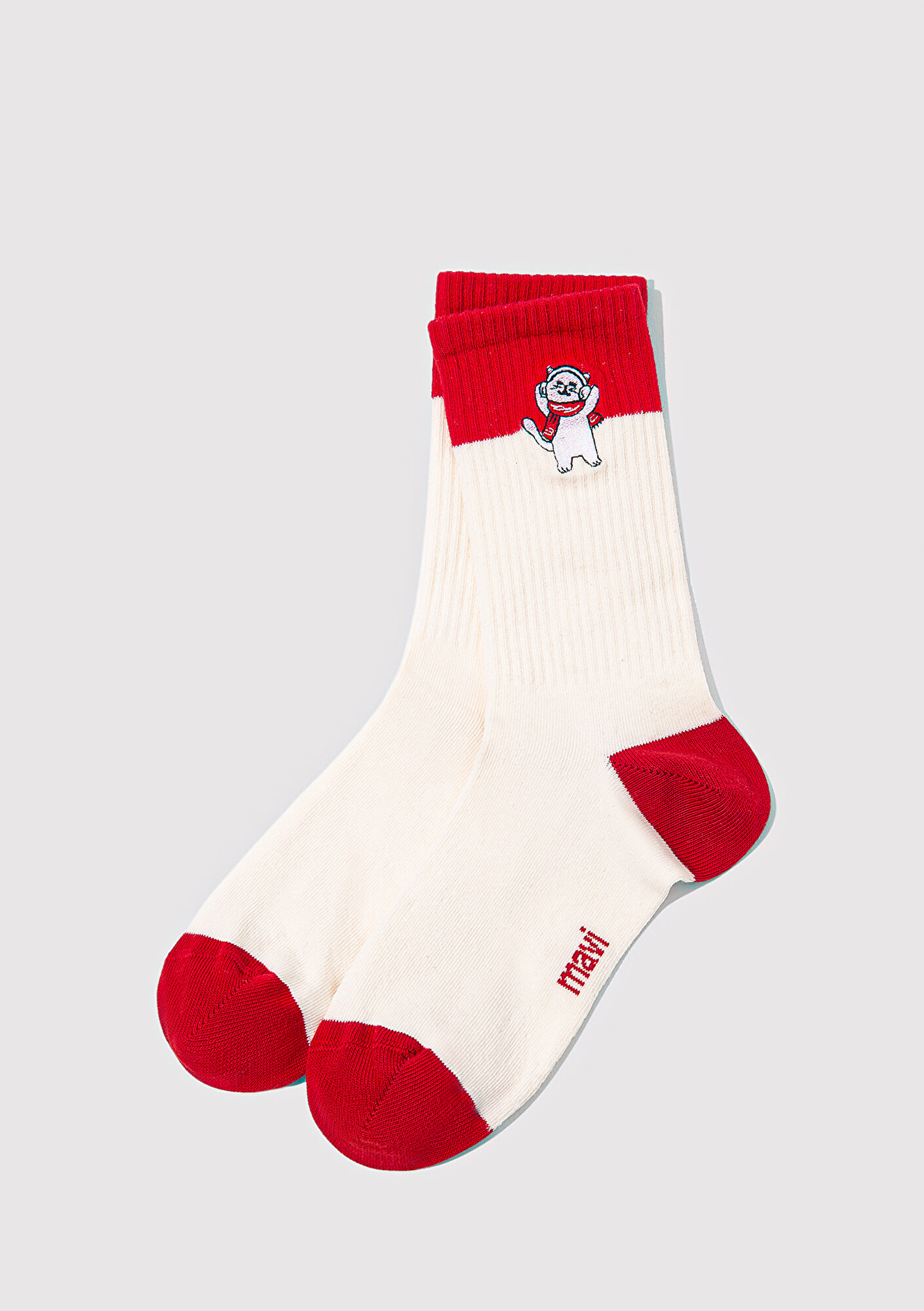  Mavi Yılbaşı Temalı Ekru Bot Çorabı 1913700-34523