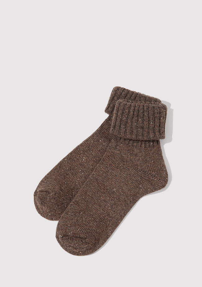  Mavi Yün Karışımlı Kahverengi Bot Çorabı 1913569-29871