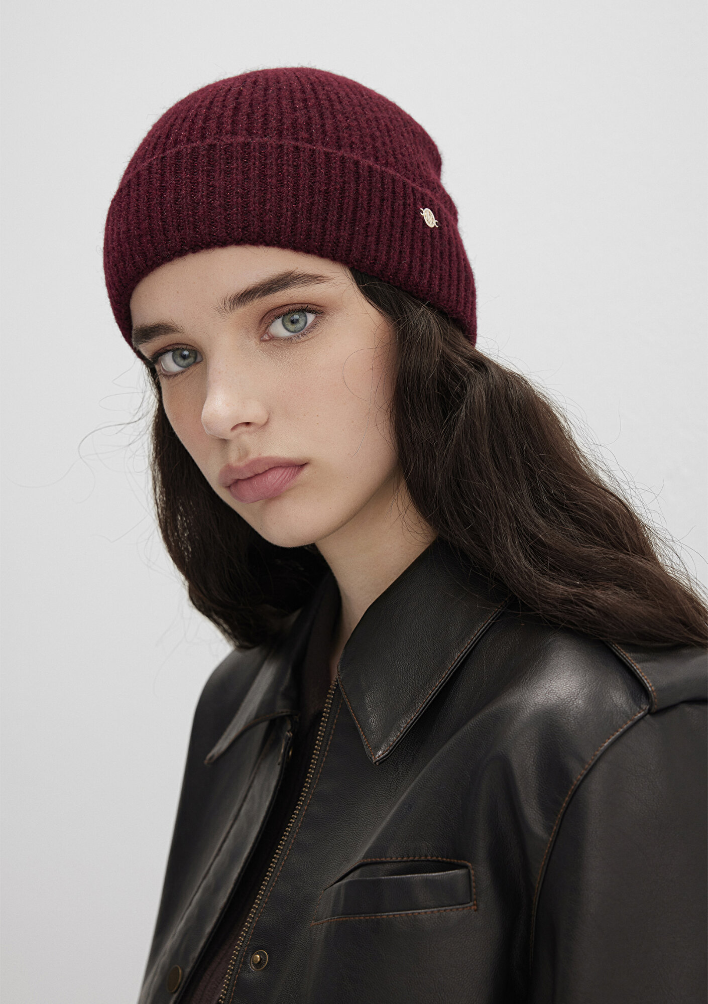  Mavi Yün Karışımlı Bordo Bere 1913608-24862