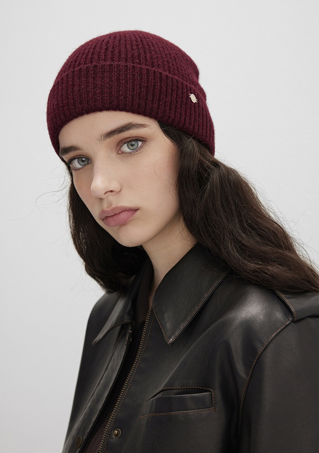  Mavi Yün Karışımlı Bordo Bere 1913608-24862