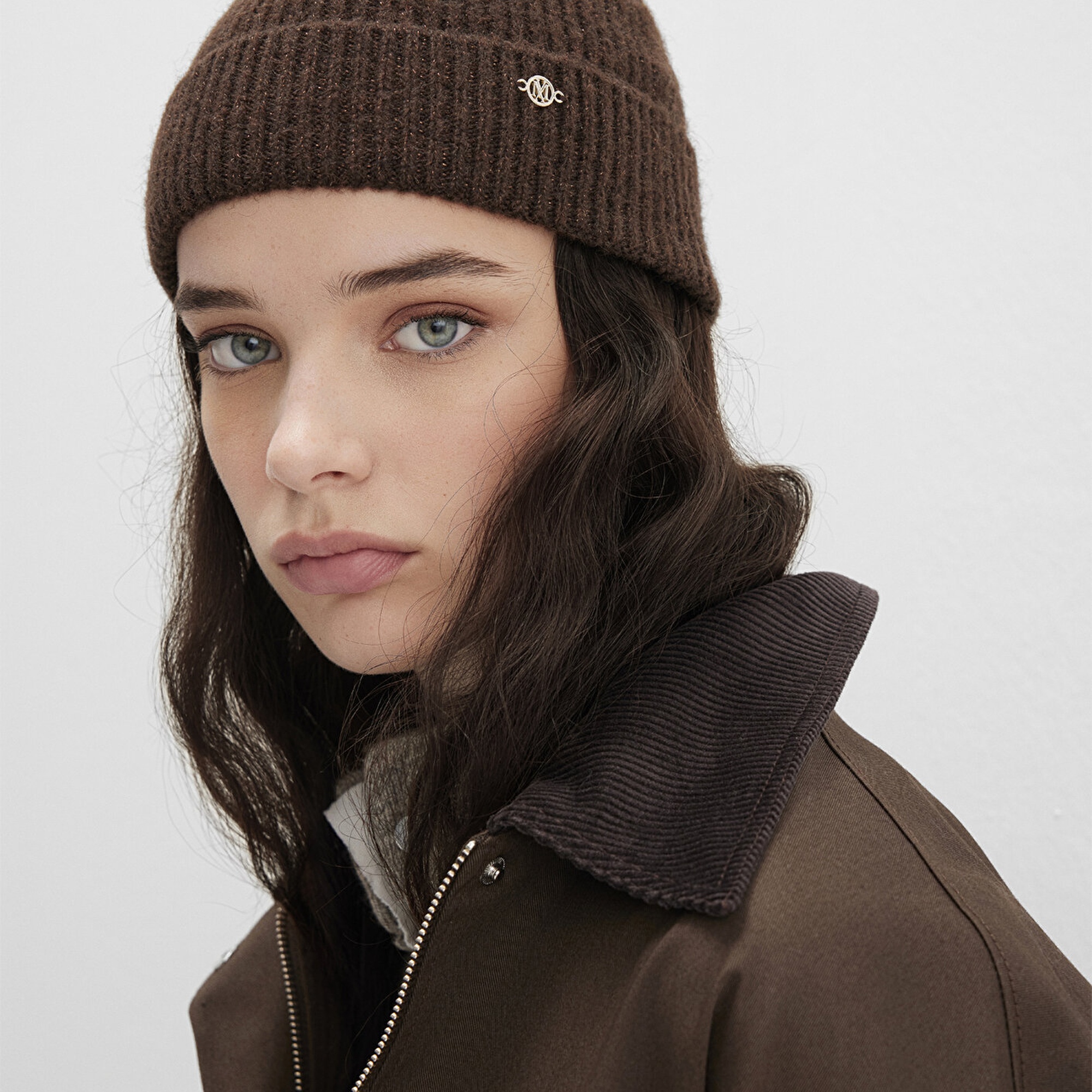 Mavi Yün Karışımlı Kahverengi Bere 1913608-26823