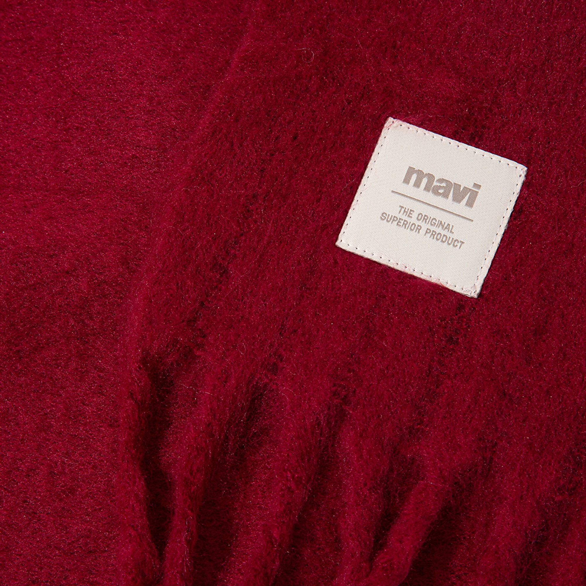 Mavi Püsküllü Bordo Atkı 1912807-24862