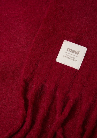  Mavi Püsküllü Bordo Atkı 1912807-24862