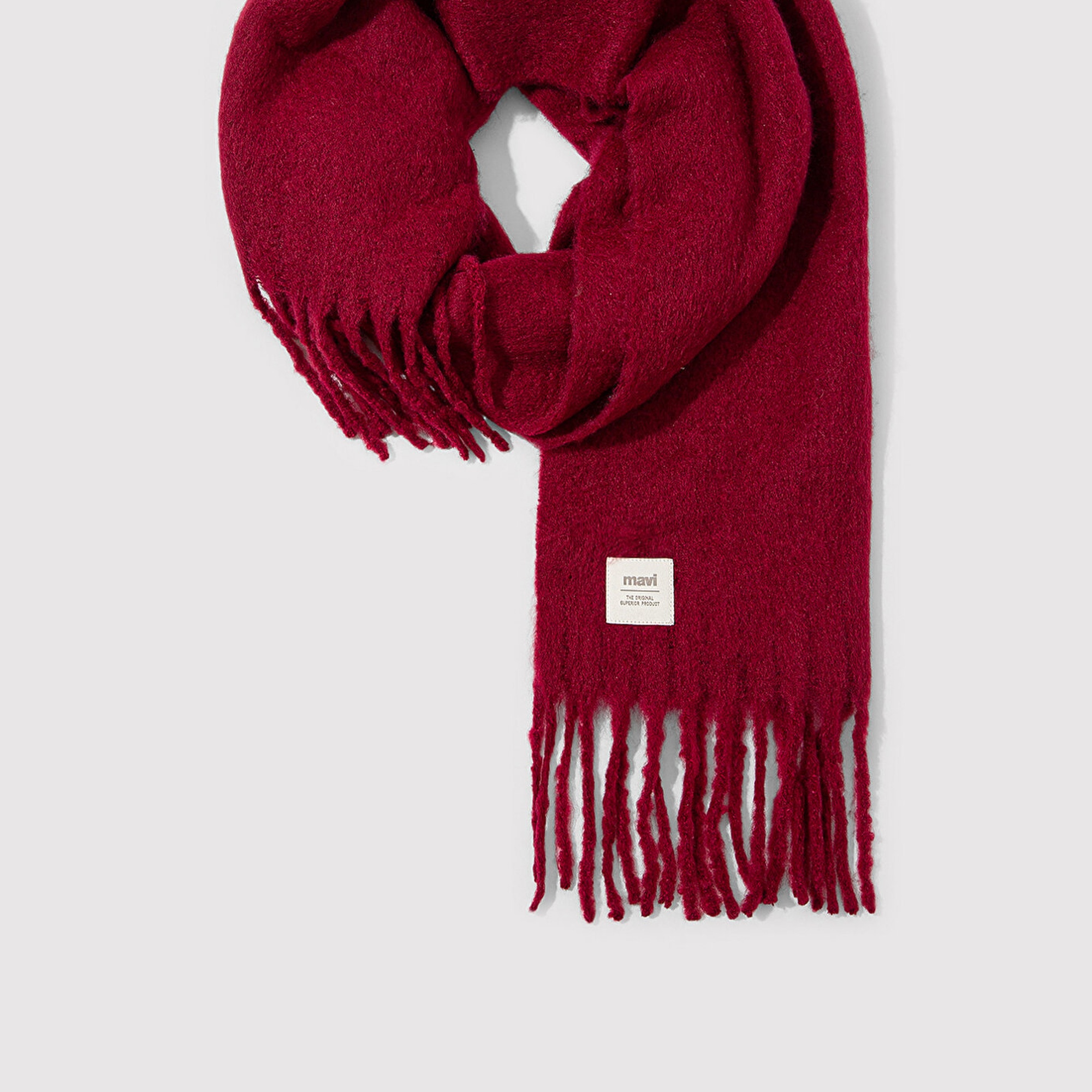 Mavi Püsküllü Bordo Atkı 1912807-24862