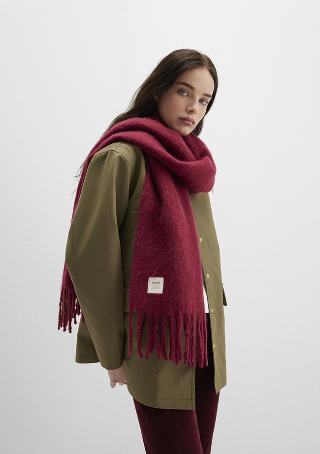  Mavi Püsküllü Bordo Atkı 1912807-24862